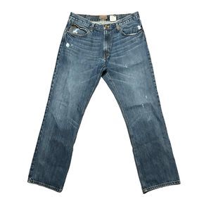 Ariat Mens M4 Jeans Low Rise Boot Cut 36x34‎ Blue Denim Western Distressed READ